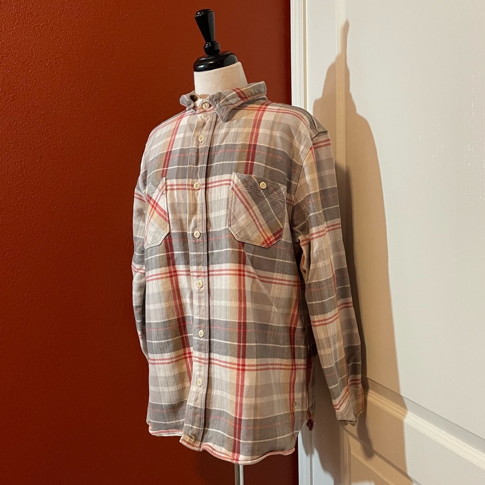 Birdwell Red and Gray Plaid Casual Button Down Shirt